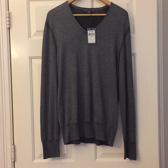 John Varvatos Cotton/Silk Heather Grey Sweater - Picture 7 of 7